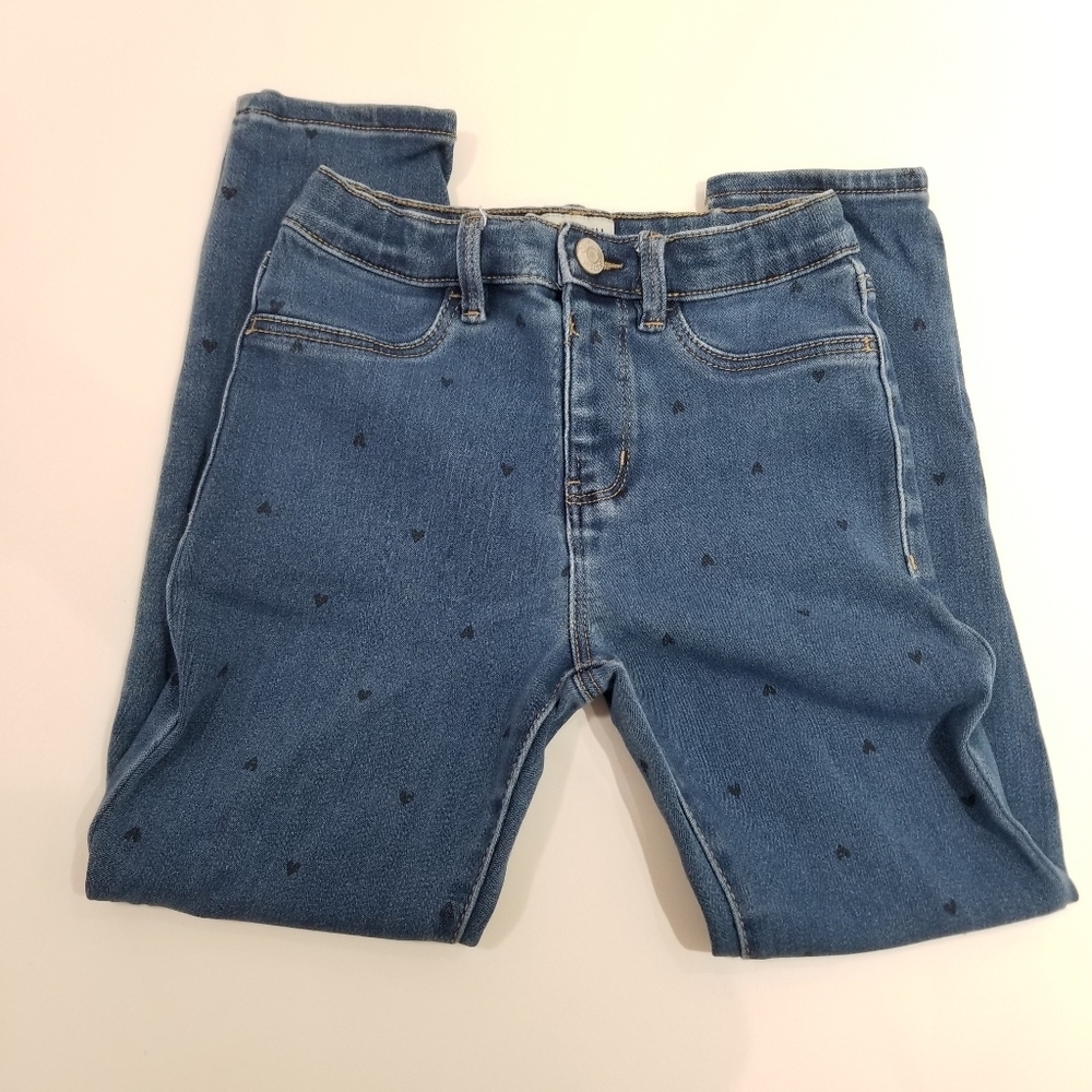 OshKosh B'gosh Blue Polka Dot Denim Jeans little girl size 7 (C14)